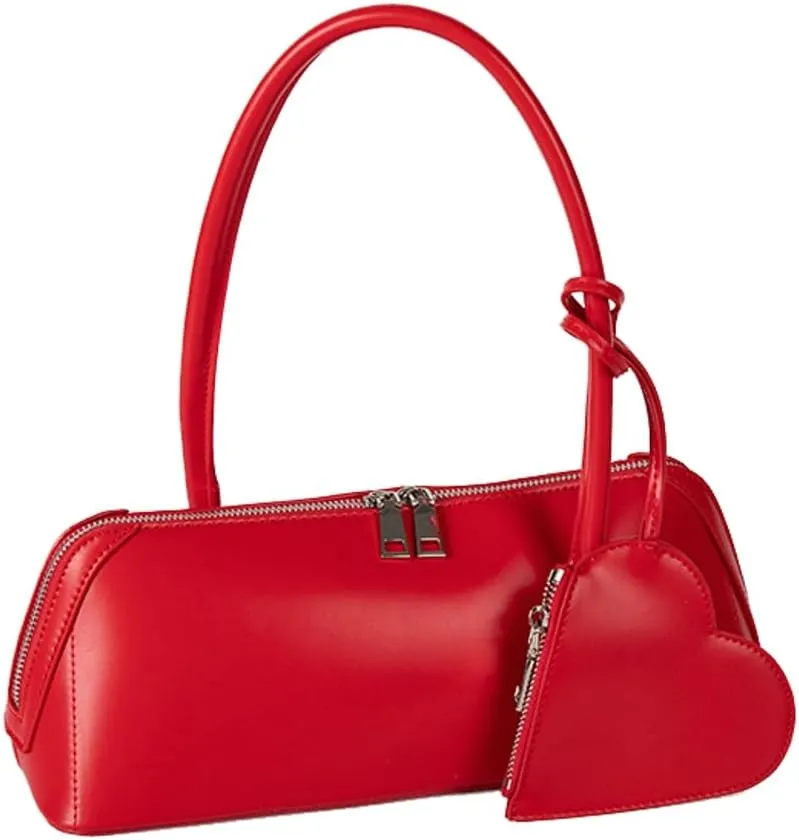 Womens Y2k Purse Underarm Hobo Purse with Heart Coin Pocket Fashion Handbag Elegant Clutch Shoulder Bag Dating Bag Trendy