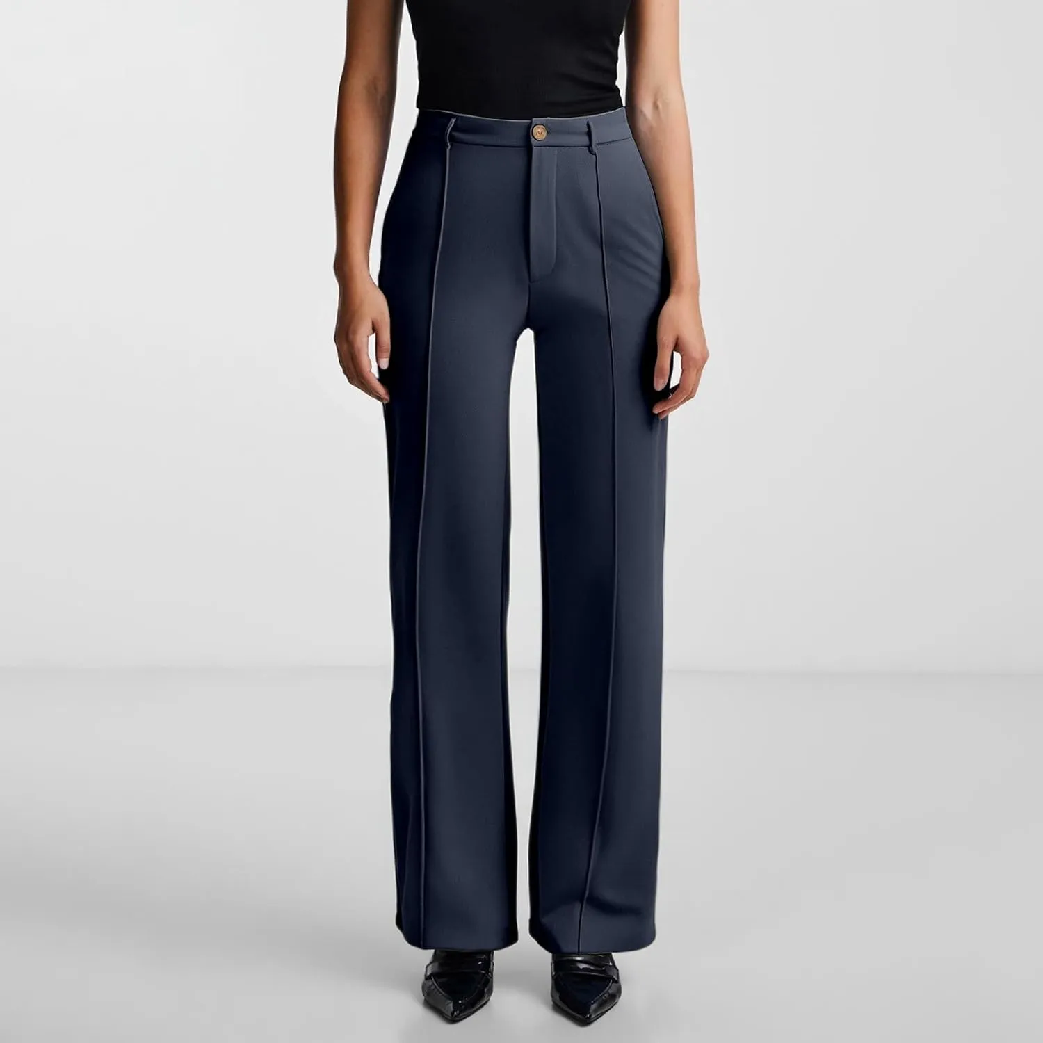 Work Pants for Women Elastic High Waist Stretchy Wide Leg Formal Business Office Dressy Casual Trousers Slacks