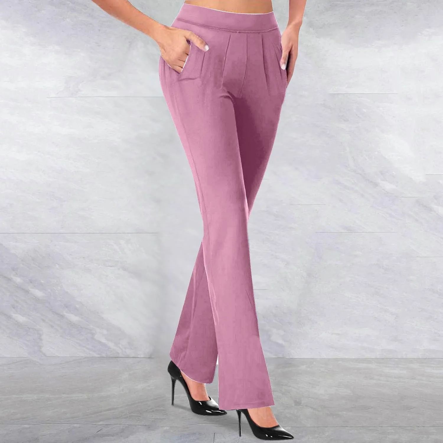 Work Pants for Womens High 2025 High Waist Dressy Pant Casual Stretch Yoga Pants Comfy Workout Business Trousers