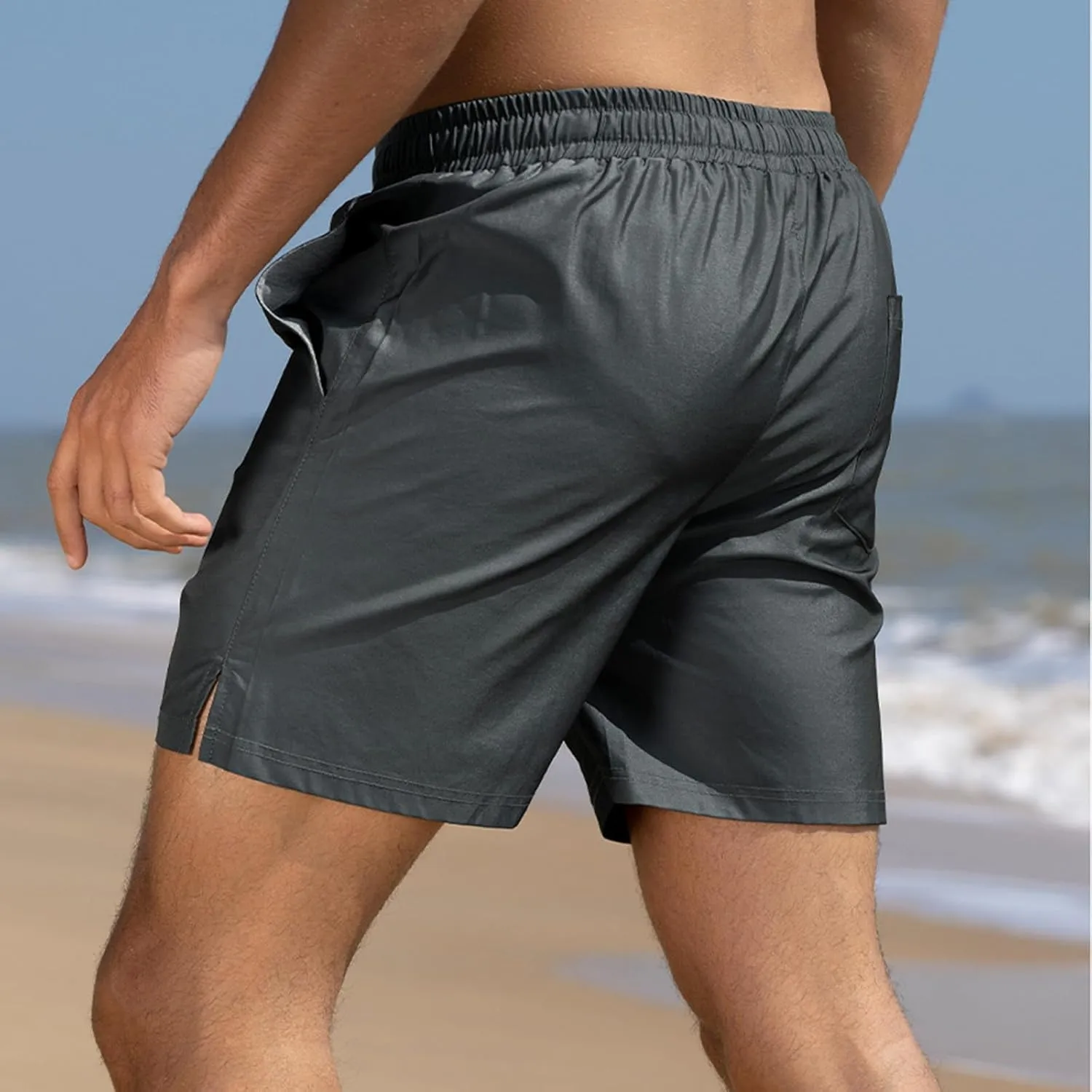 Workout Shorts for Men Quick Dry Drawstring Elastic Gym Shorts Solid Lightweight Athletic Shorts Pocket Active Shorts
