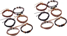 Woven Cowhide Bracelet for Men Chic Hip Hop DIY Hand Chain Retro Style Arm Adornment for Parties and