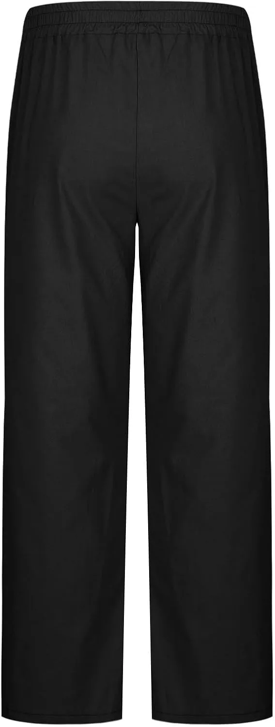 Xiaojmake Men's Wide Leg Linen Pants Big and Tall Casual Loose Cotton Hippie Yoga Beach Pants Straight Fit Baggy Trousers
