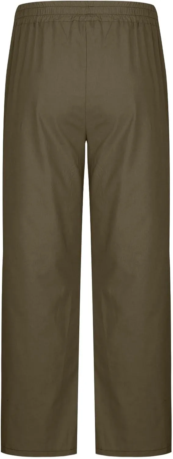 Xiaojmake Men's Wide Leg Linen Pants Big and Tall Casual Loose Cotton Hippie Yoga Beach Pants Straight Fit Baggy Trousers
