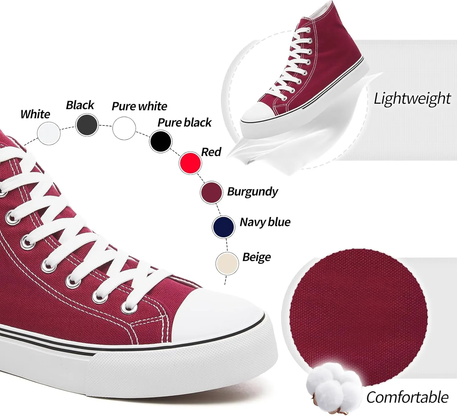 yageyan Mens High Top Canvas Sneakers Fashion Lace up Walking Shoes Casual Classic
