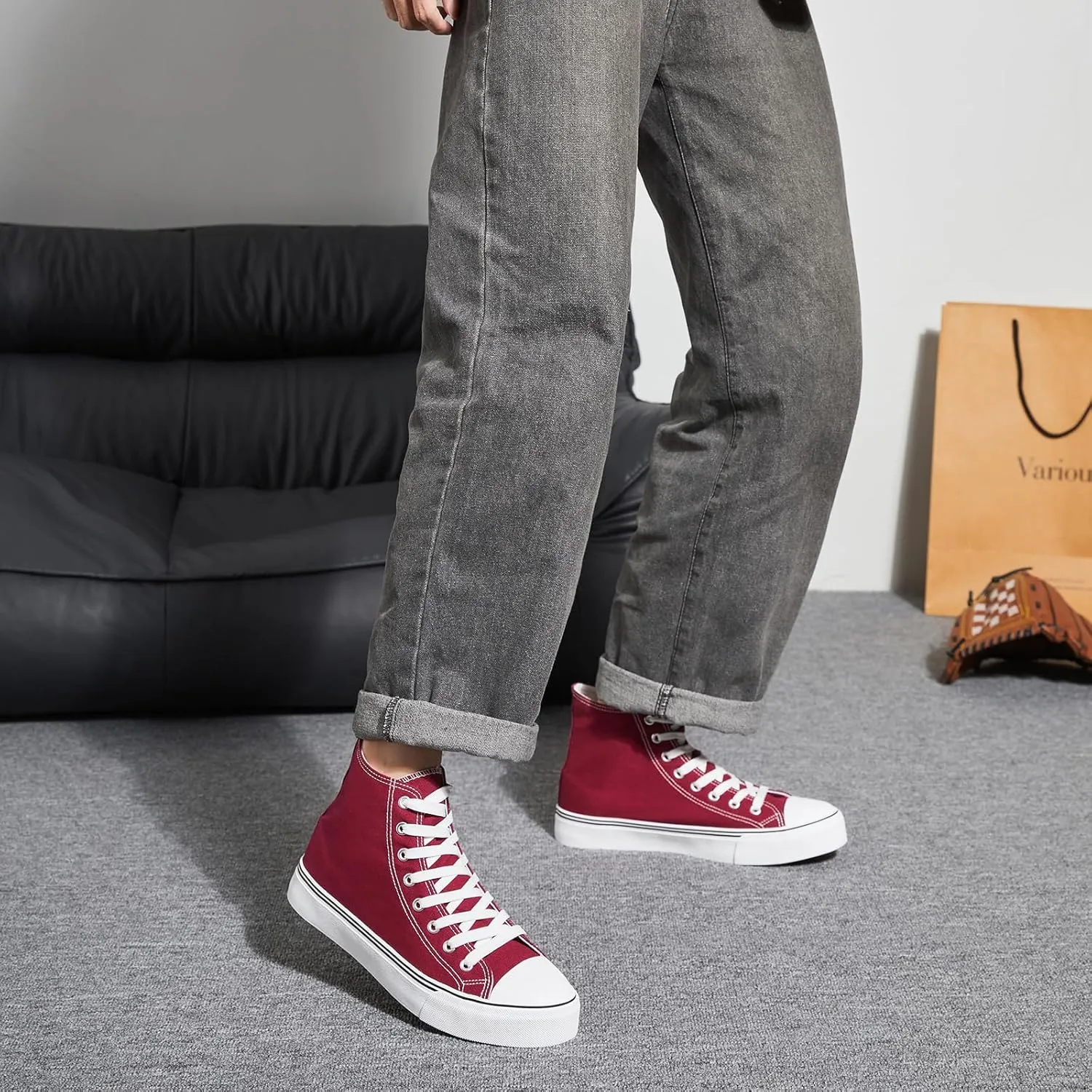 yageyan Mens High Top Canvas Sneakers Fashion Lace up Walking Shoes Casual Classic