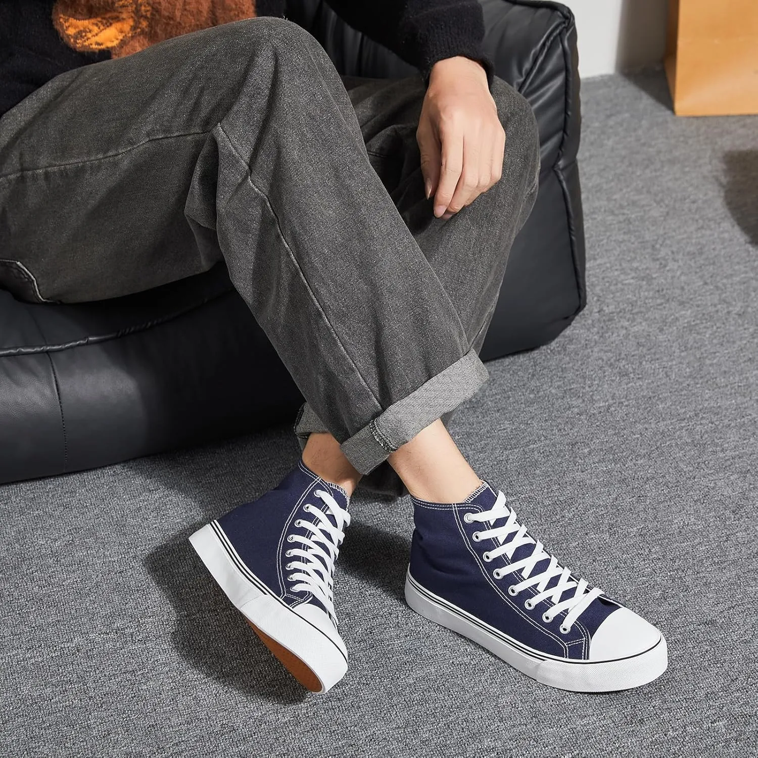 yageyan Mens High Top Canvas Sneakers Fashion Lace up Walking Shoes Casual Classic