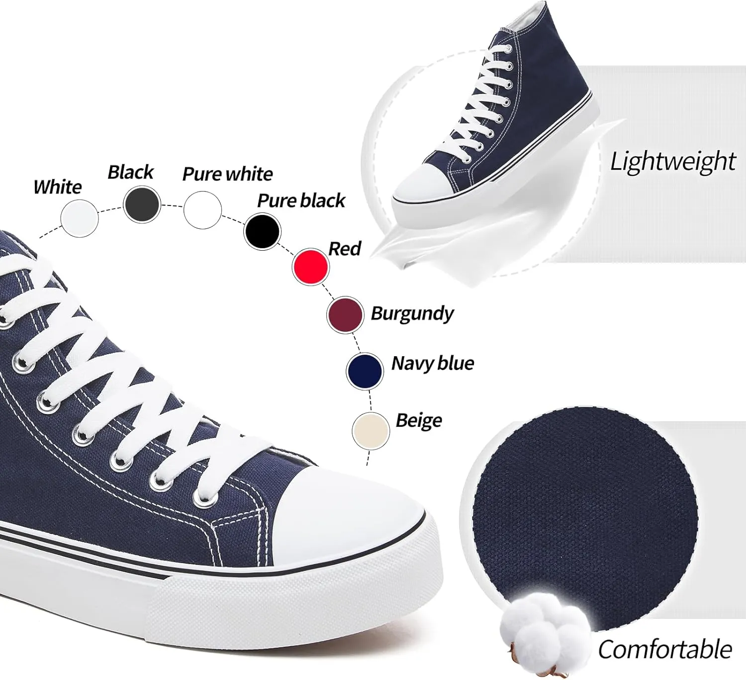 yageyan Mens High Top Canvas Sneakers Fashion Lace up Walking Shoes Casual Classic