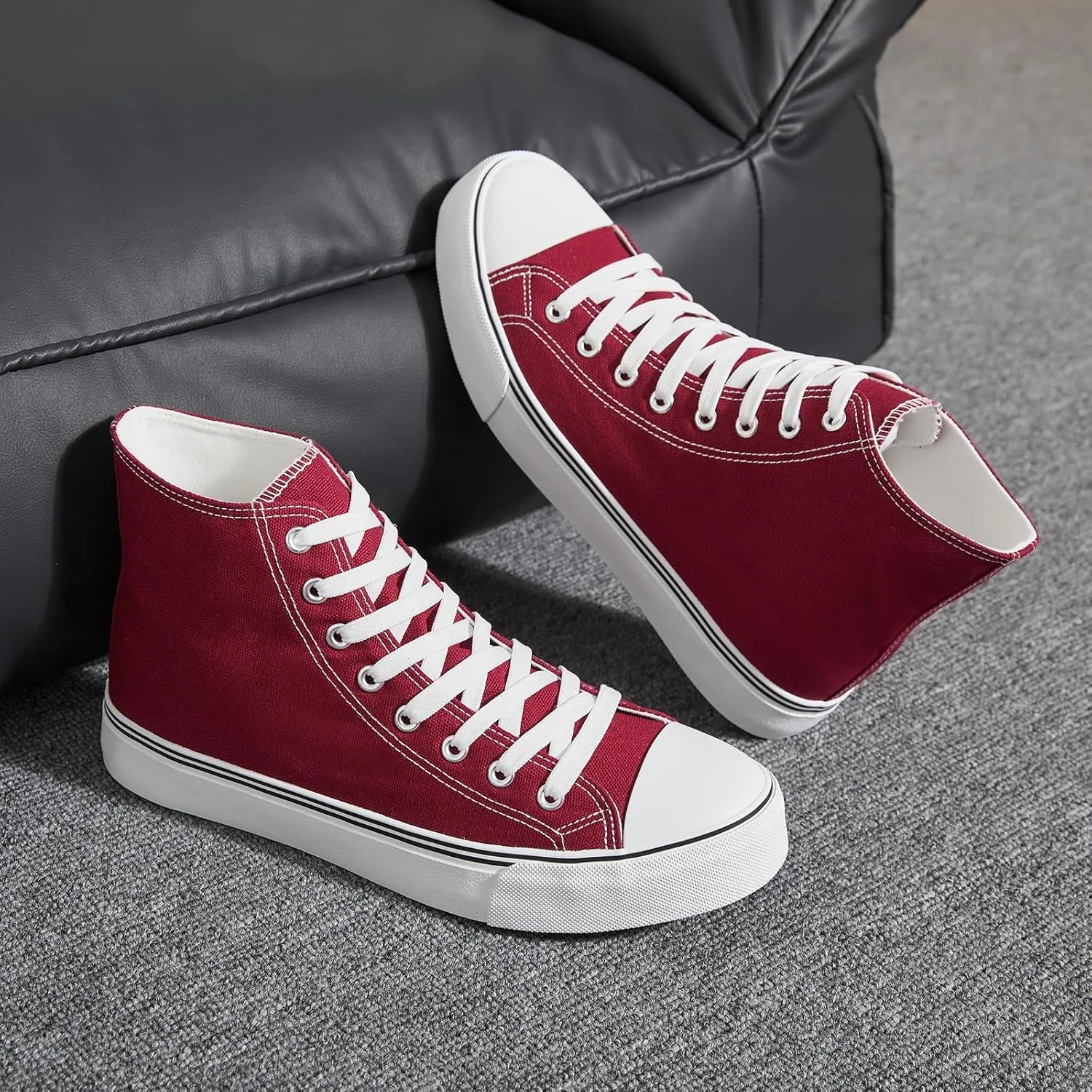 yageyan Mens High Top Canvas Sneakers Fashion Lace up Walking Shoes Casual Classic