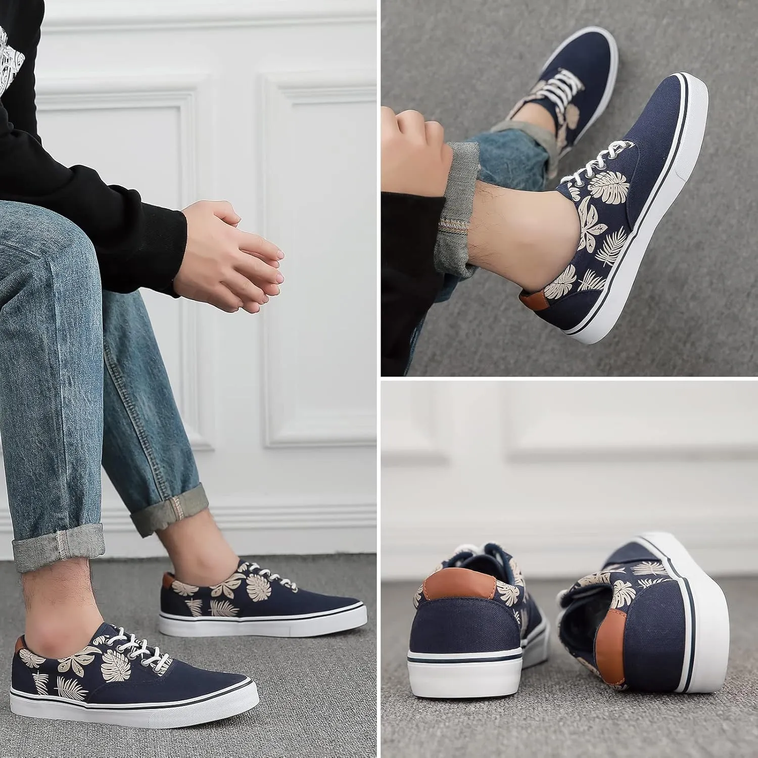 yageyan Mens Low Top Canvas Walking Shoes Lace-up Fashion Sneakers Casual