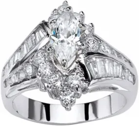 Yellow Gold-Plated Cubic Zirconia 2 Piece Bridal Ring Set for Women Engagement Ring White Crystal Rings