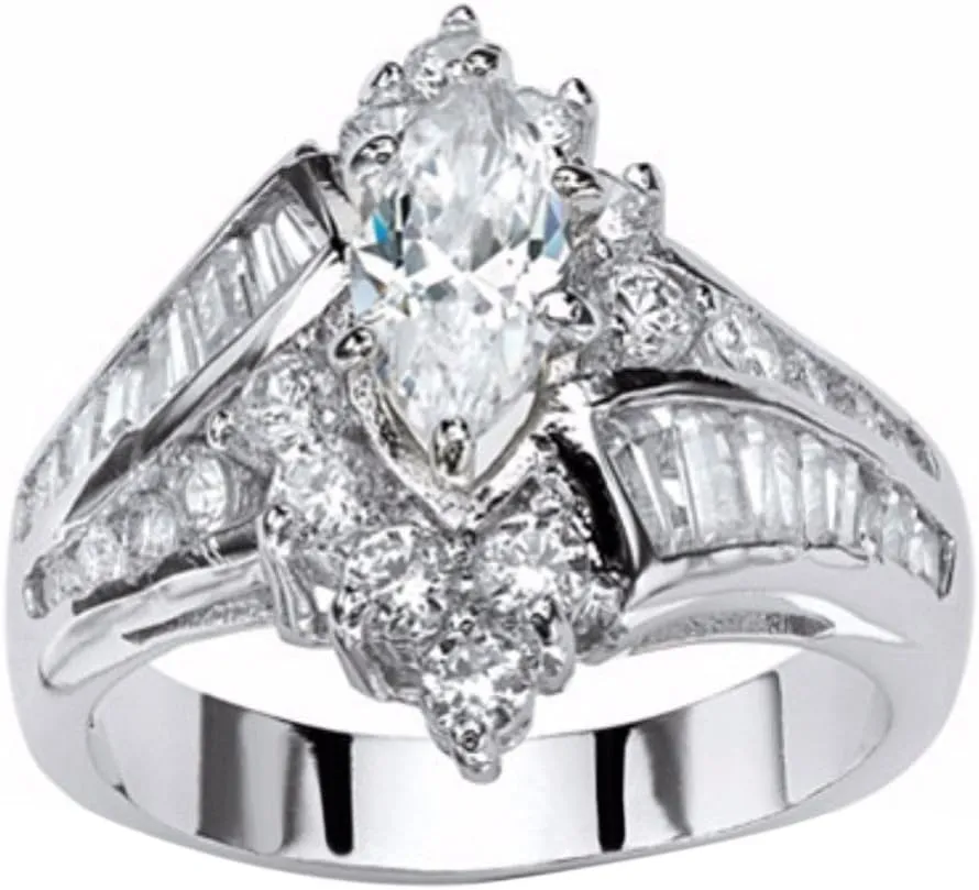 Yellow Gold-Plated Cubic Zirconia 2 Piece Bridal Ring Set for Women Engagement Ring White Crystal Rings