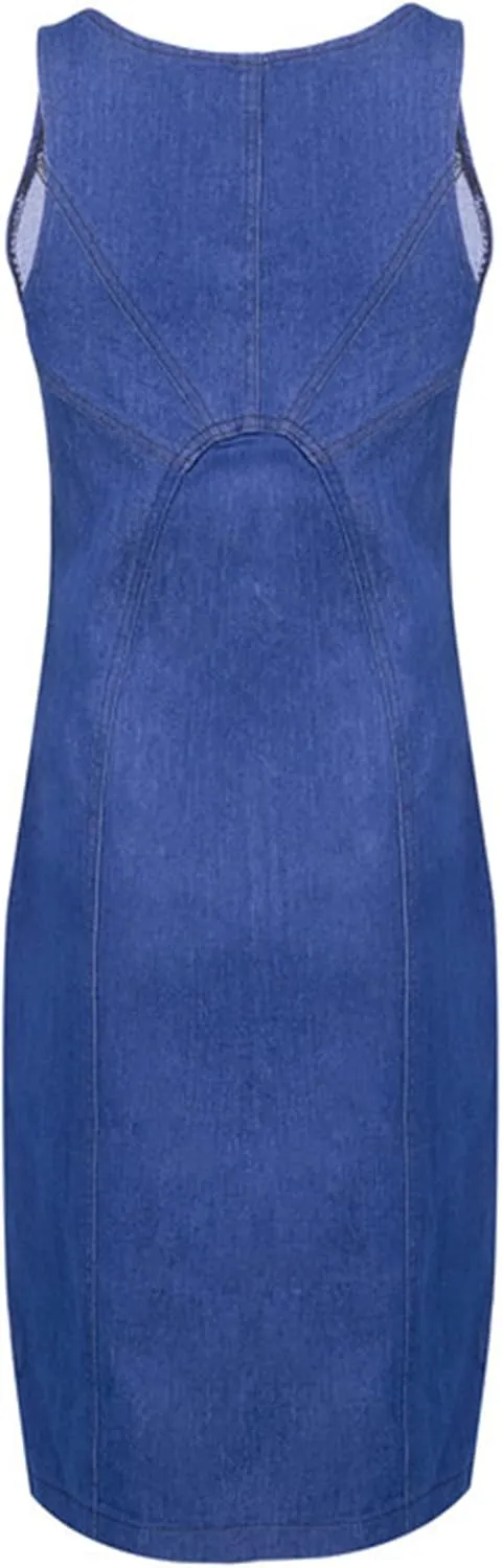 YMING Womens Zipper Front Slim Dresses Sleeveless Club Dress Party Midi Bodycon Dress Plus Size