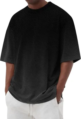 Ymosrh Men's Gradient Color Shirt Short Sleeve Summer Casual Crewneck Basic Tee Shirts Fashion, S-4XL