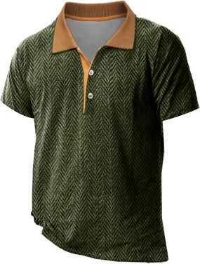 Ymosrh Men's Polo Casual Shirts Short Sleeve Golf Shirts Casual Stylish Collar T-Shirts Shirts, S-5XL