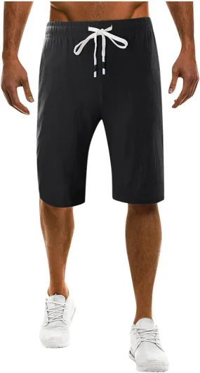 Ymosrh Men's Shorts Fashionable Shorts with Drawstring Solid Color Loose Fitting Casual Sports Shorts Mens, M-5XL