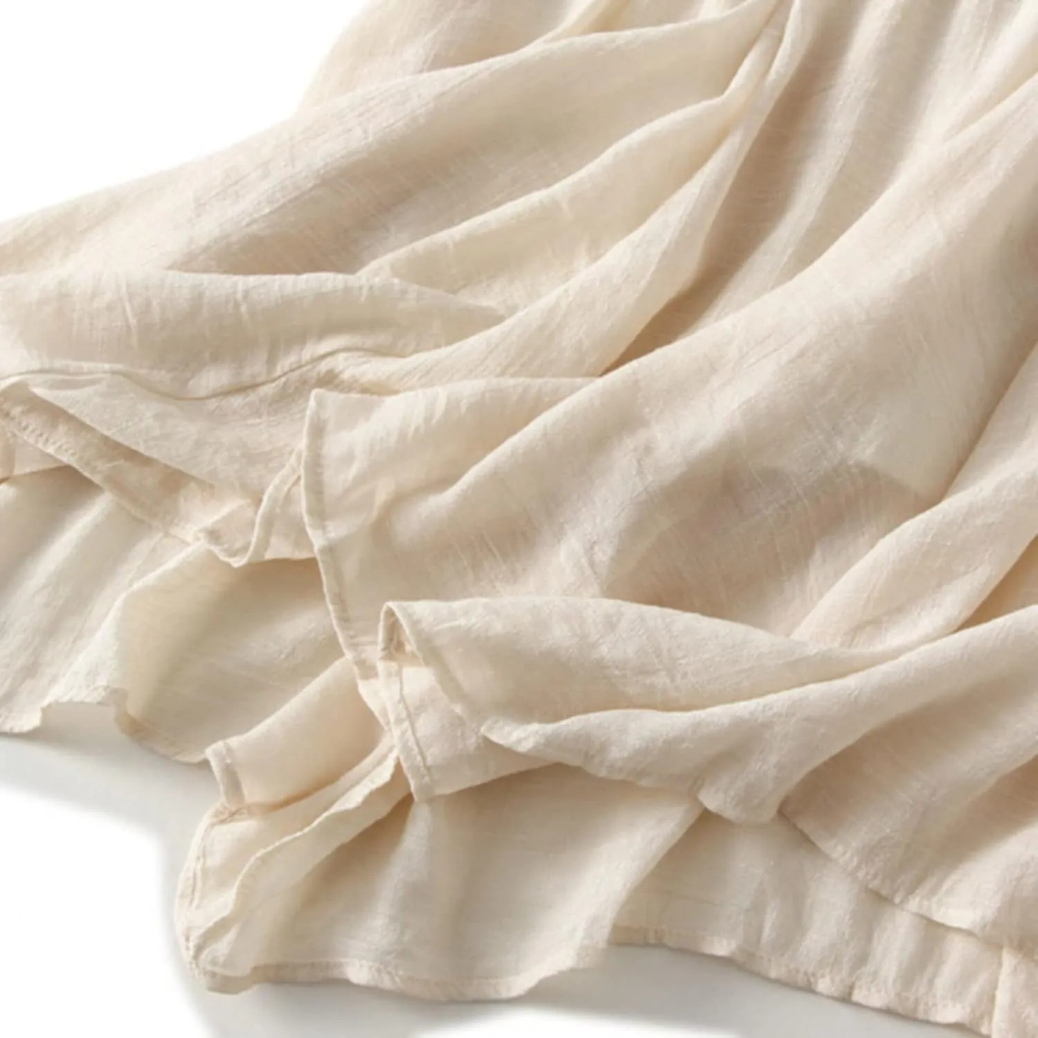 YOLAI Women Cotton and Linen Skirt Solid Color Casual Pleated Skirt Elastic Waist Drawstring A-Line Swing Skirt