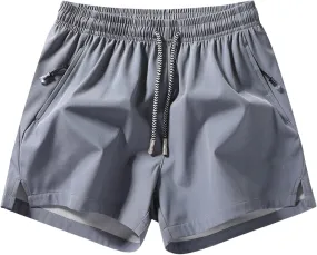 Yyclothing Mens Drawstring Shorts Mens Workout Shorts Waist Zipper Pocket Shorts Solid Color Casual Shorts