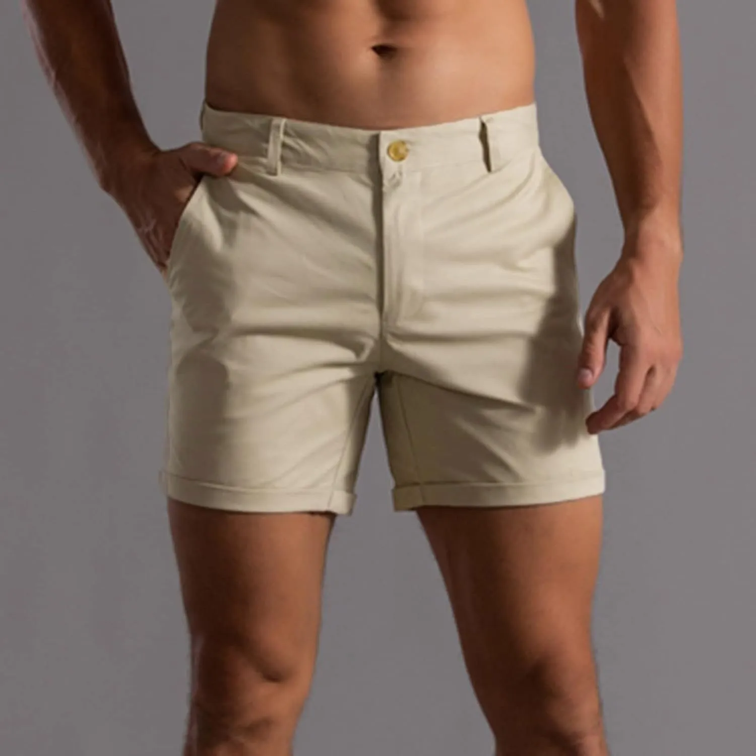 ZDOO Mens Flat Front Shorts Straight Leg Short Dress Pants Slim Fit Stretch Chino Shorts Business Casual Walk Shorts