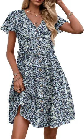 Zeagoo 2025 Spring Summer Cotton Linen Dress Beach Casual Button Down A Line Dress